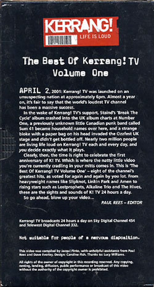 VARIOUS ARTISTS - The Best Of Kerrang! TV Volume One - 2