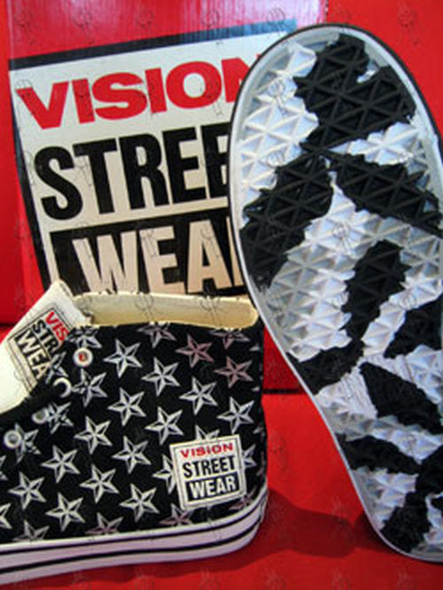 VISION STREET WEAR - Black & White 'Road & Star' Design High-Top Shoes - 2