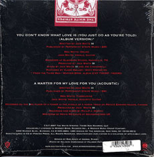 WHITE STRIPES-- THE - You Don't Know What Love Is (You Just Do As You're Told) - 2