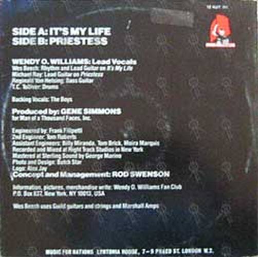 WILLIAMS-- WENDY O - It's My Life - 2