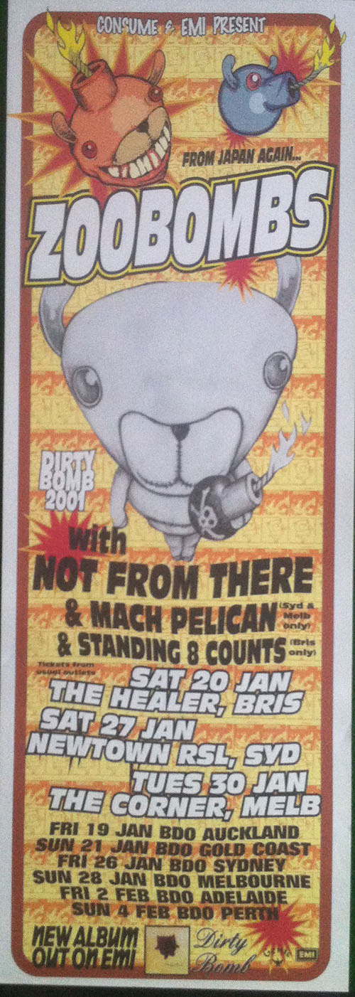 ZOOBOMBS - 2001 'Dirty Bomb' Australian Tour Poster - 1