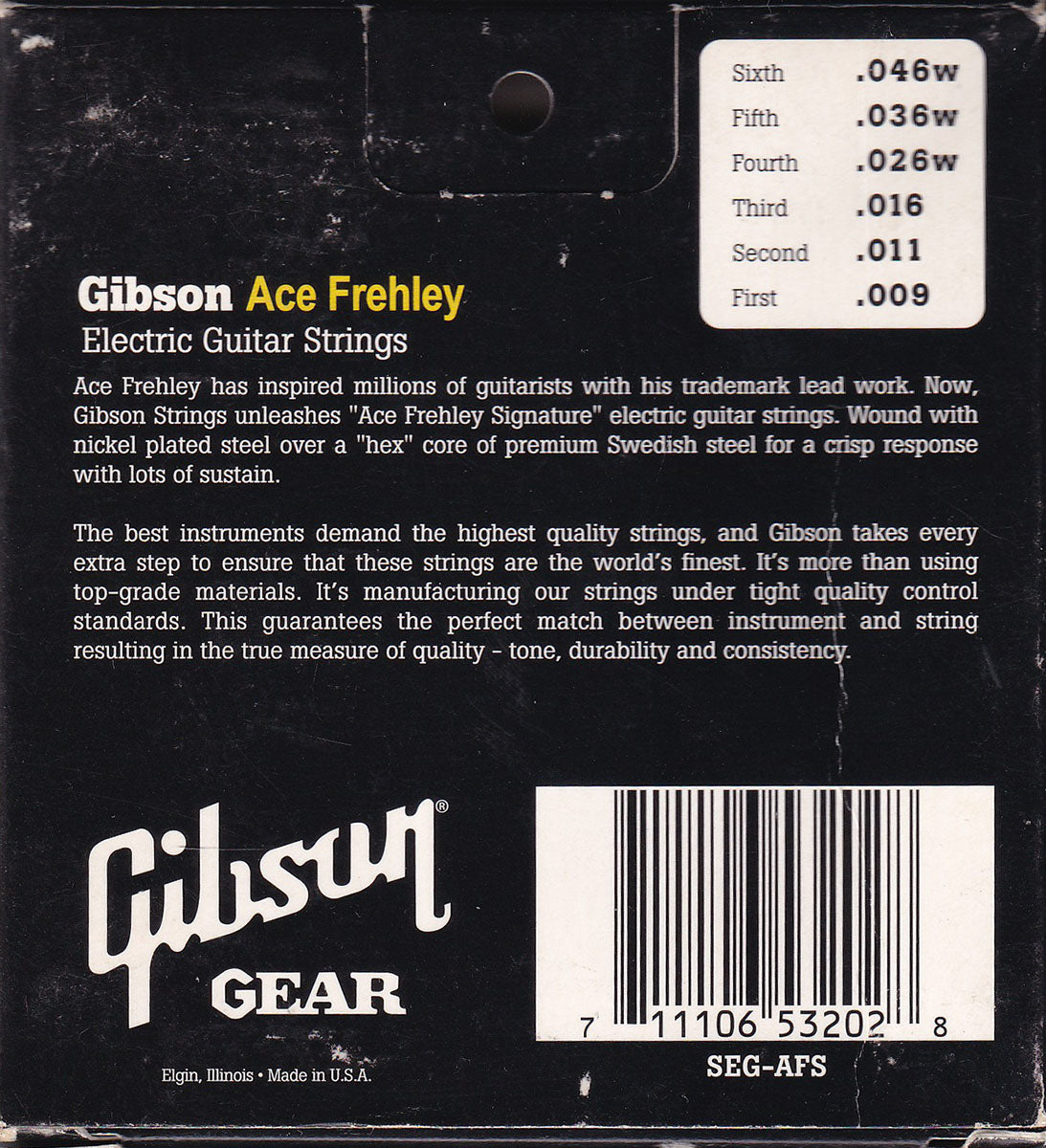 Gibson Ace Frehley Signature Guitar Strings