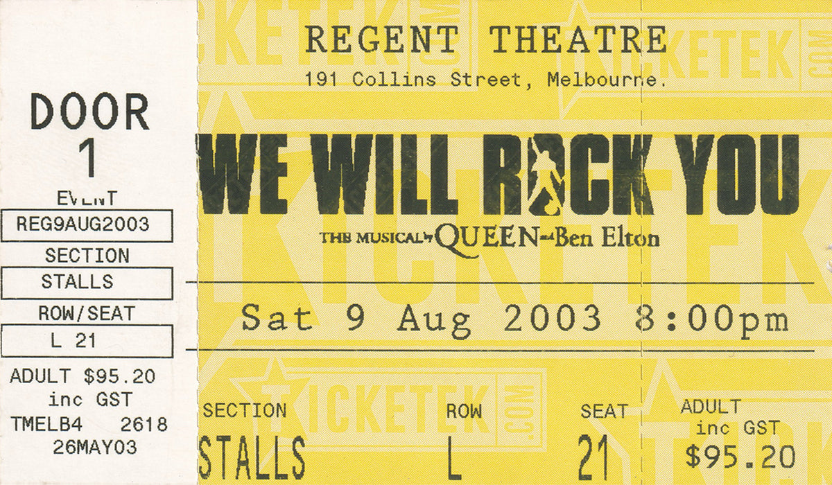 We Will Rock You Australian Tour Program (With Ticket)