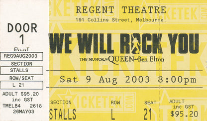 We Will Rock You Australian Tour Program (With Ticket)