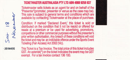 Telstra Dome Melbourne Friday 24th March 2006 Show Ticket