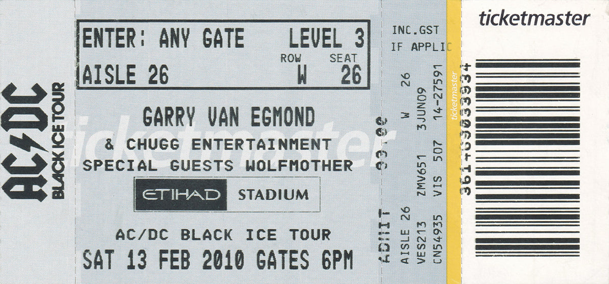 Black Ice 2010 Australian Tour Program (With Ticket)