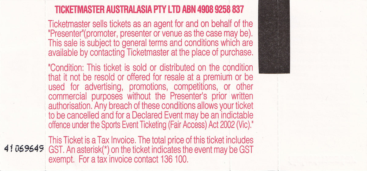 Black Ice 2010 Australian Tour Program (With Ticket)