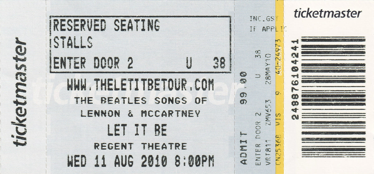 Let It Be Australian Tour Program (With Ticket)