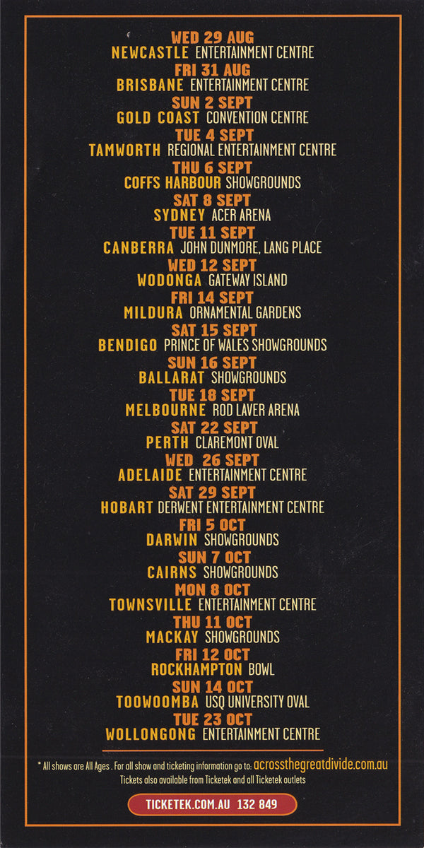 Across The Great Divide Australian Tour Program (With Ticket)