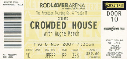 Rod Laver Arena Melbourne Thursday 8th November 2007 Show Ticket