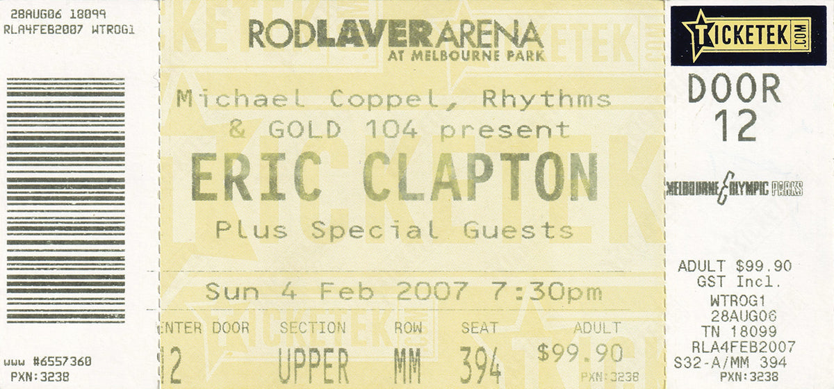 Rod Laver Arena Melbourne Sunday 4th February 2007 Show Ticket