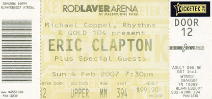 Rod Laver Arena Melbourne Sunday 4th February 2007 Show Ticket