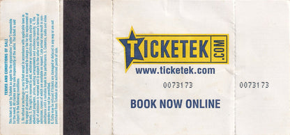 Rod Laver Arena Melbourne Wednesday April 4th 2001 Show Ticket