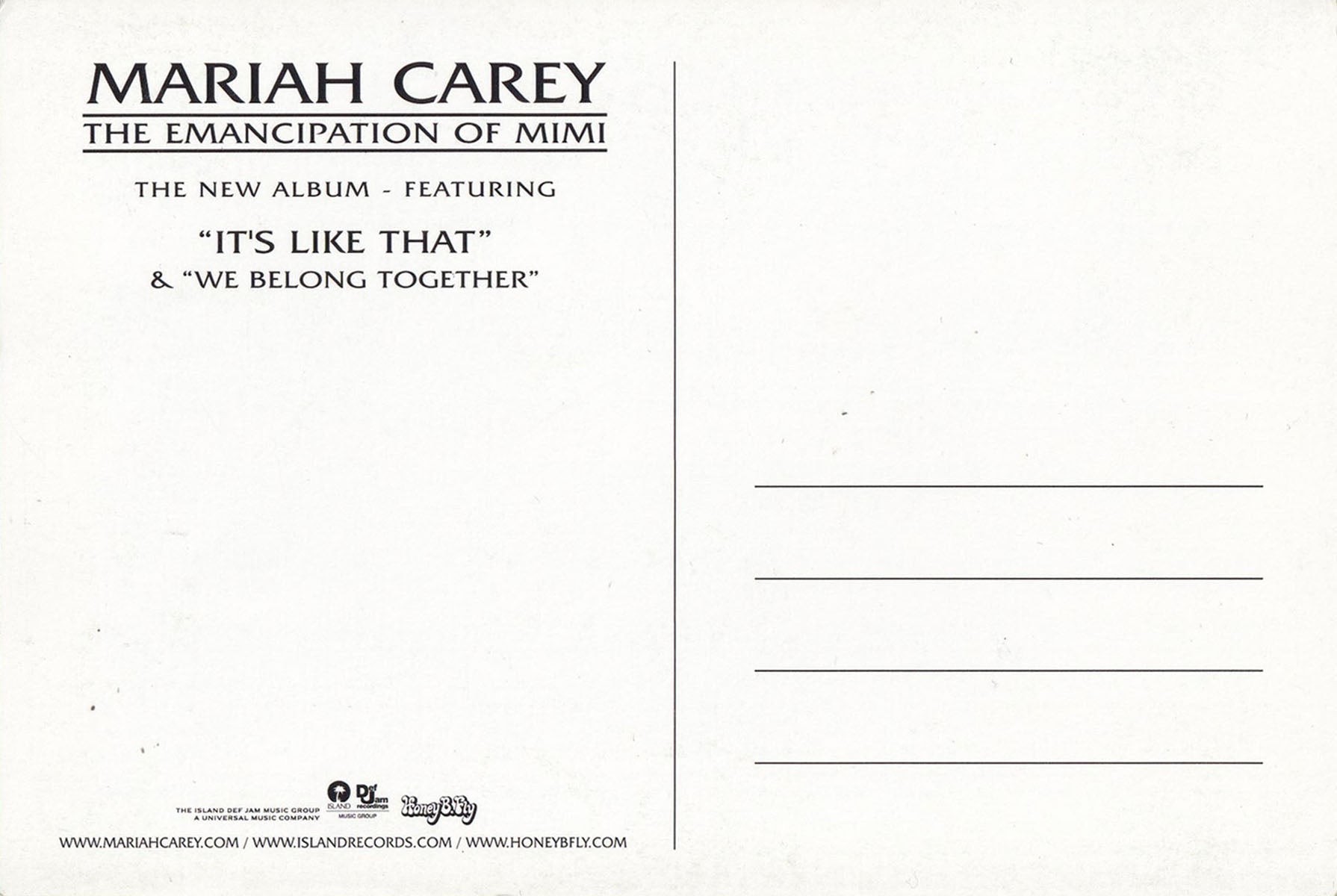The Emancipation Of Mimi' Promo Postcard