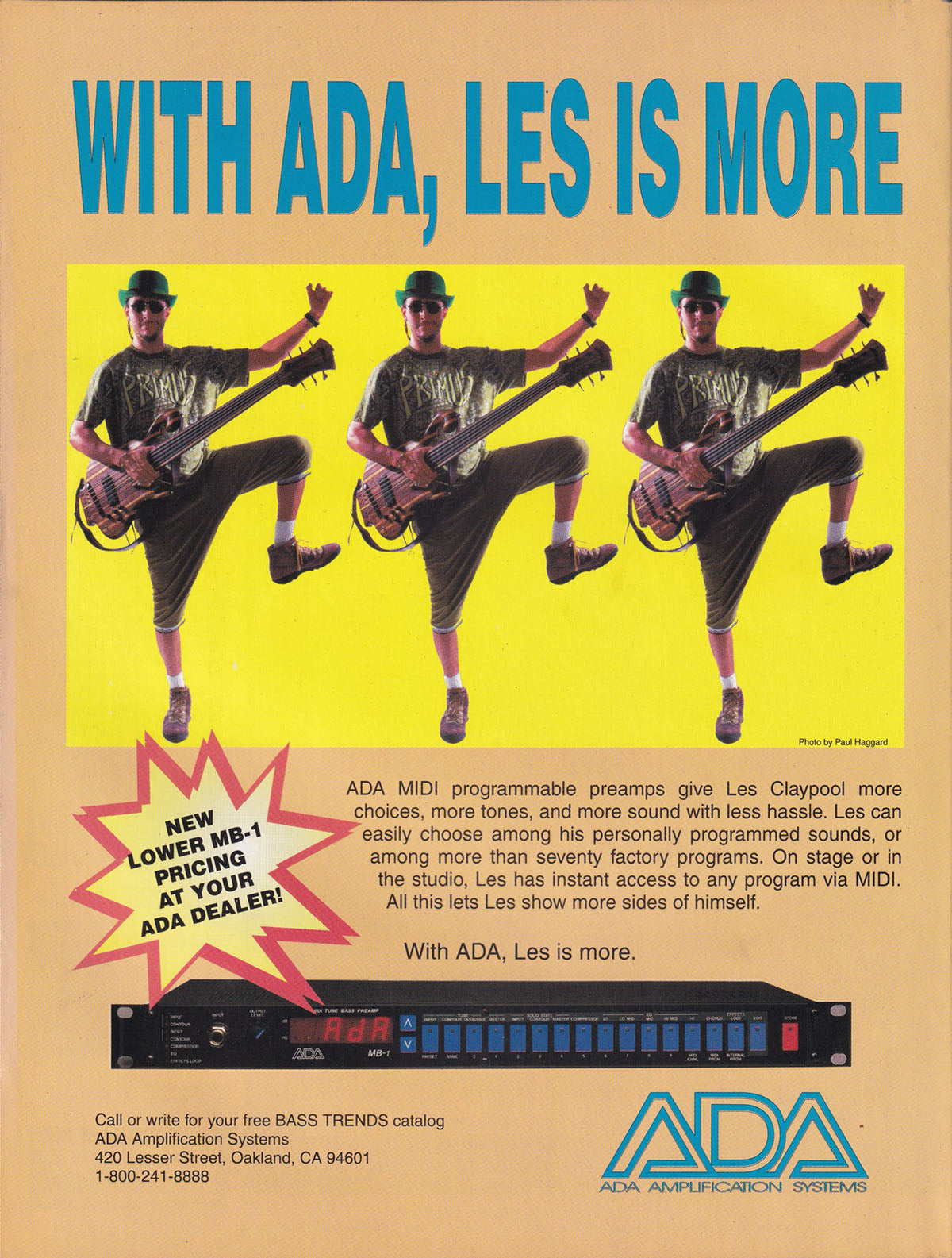 Bass Player - October 1994 - Les Claypool and Don Was On Front Cover