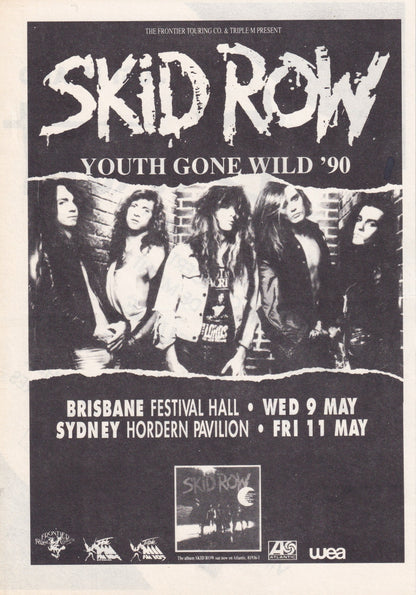 Brisbane, 9th May, Sydney, 11th May, 1990 'Youth Gone Wild' Tour Flyer