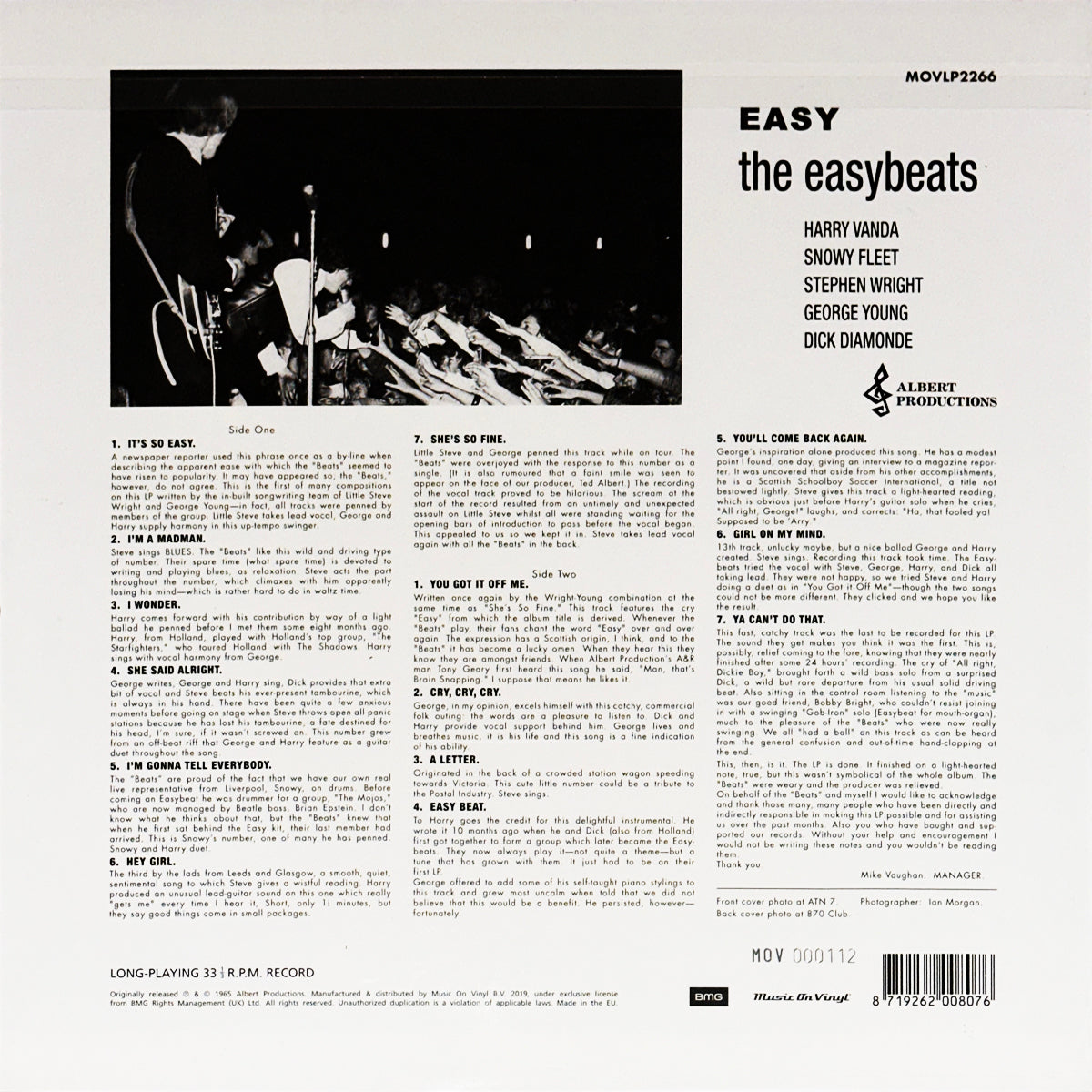 The Easybeats – It's 2 Easy, Numbered, Silver Coloured Vinyl LP The Easybeats – It's 2 Easy, Numbered, Silver Coloured Vinyl LP