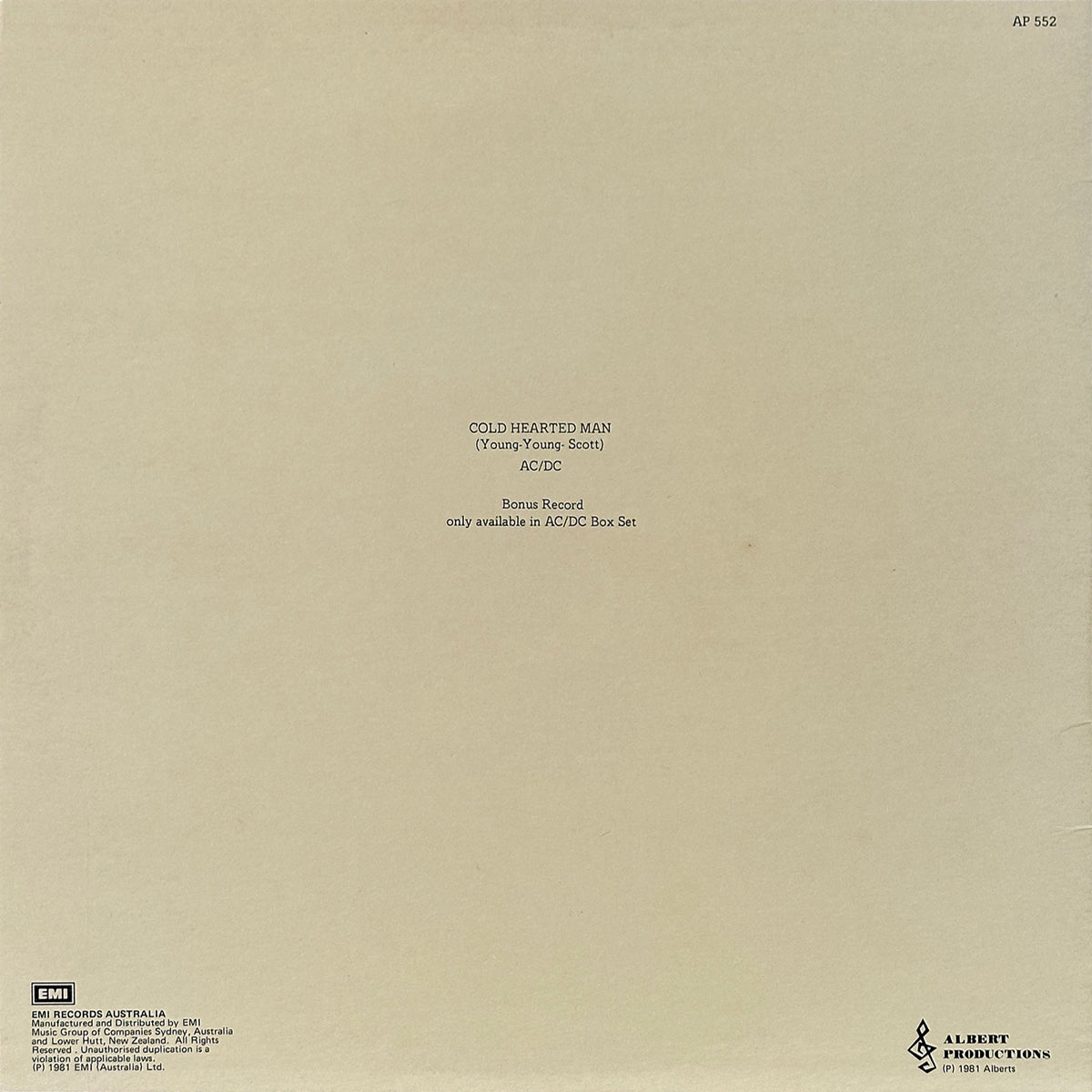 Cold Hearted Man (Bonus Record from the Vol. 1 Box Set)