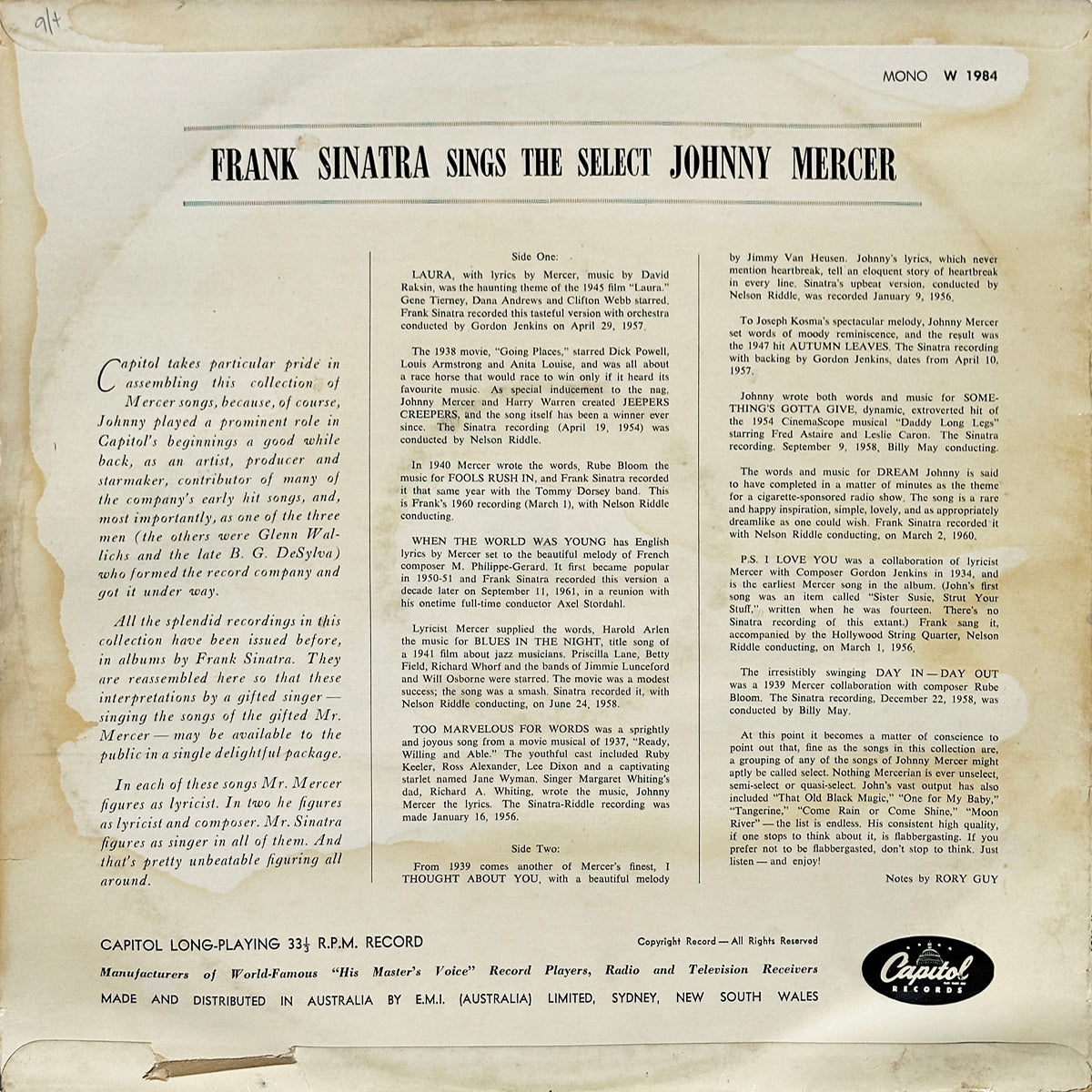 Sings The Select Johnny Mercer