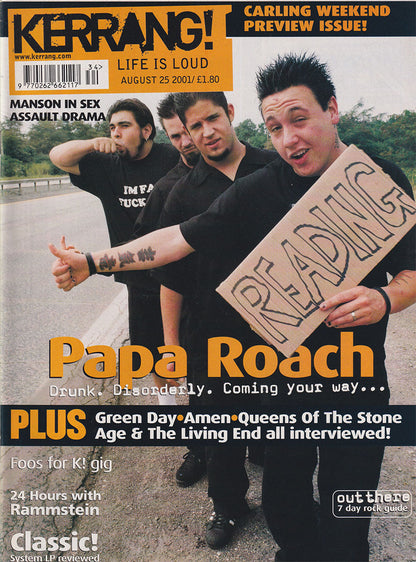 Kerrang! - August 25 2001 - Papa Roach On Cover