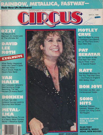 Circus - May 31 1986 - Ozzy Osbourne On Cover