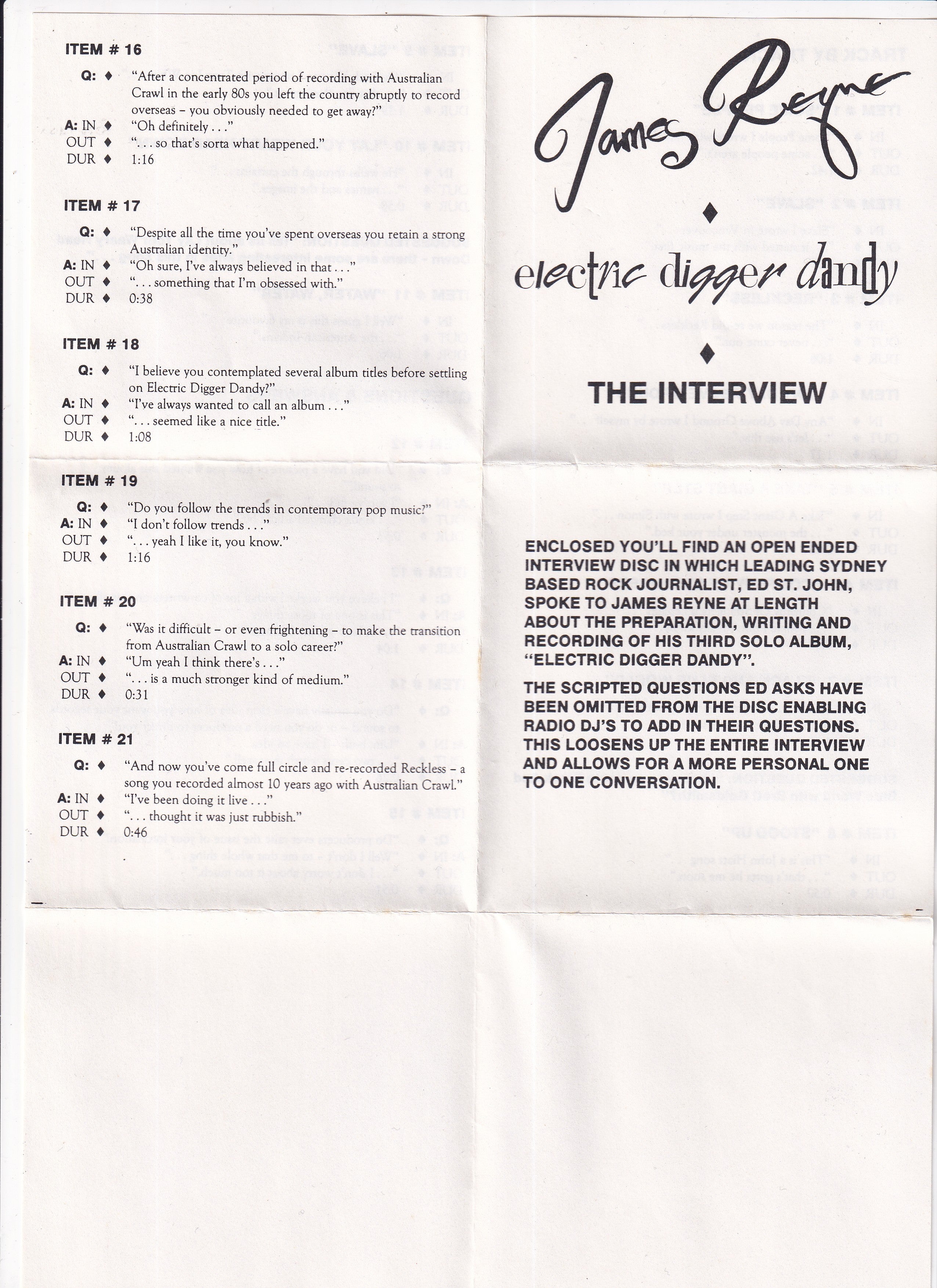 Electric Digger Dandy- Interview Disc - Image 4