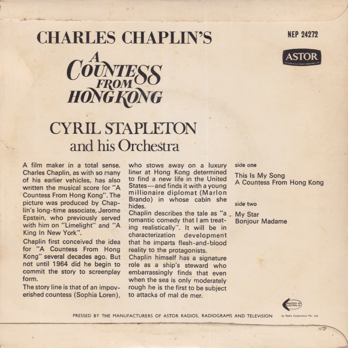 Music From Charles Chaplin's "A Countess From Hong Kong" - Image 2