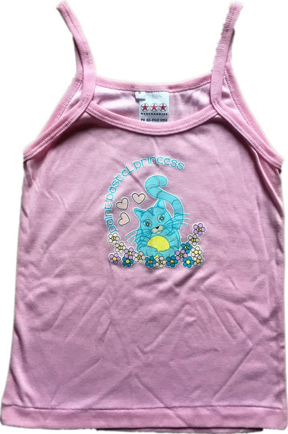 Paint Pastel Princess Design Fan Club Only Baby Pink Girls Singlet