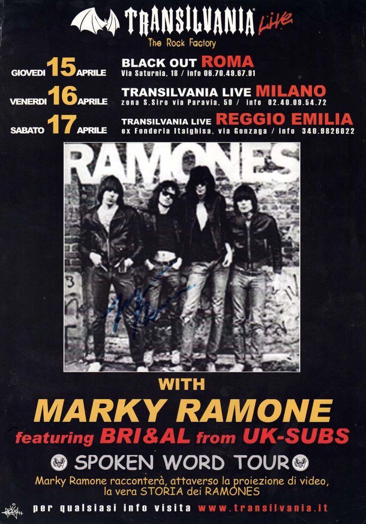 Marky Ramone Spoken Word Italian Shows 2004 Poster