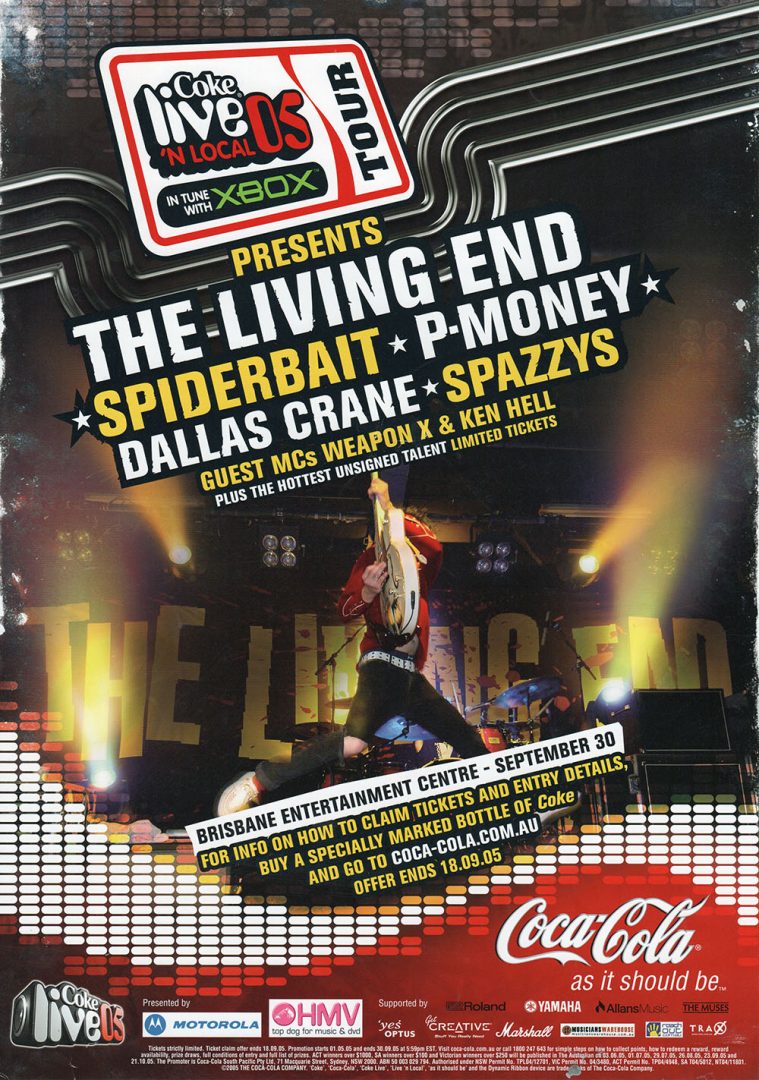 Coke Live N Local Brisbane Entertainment Centre, 30th September 2005 Show Promo Poster