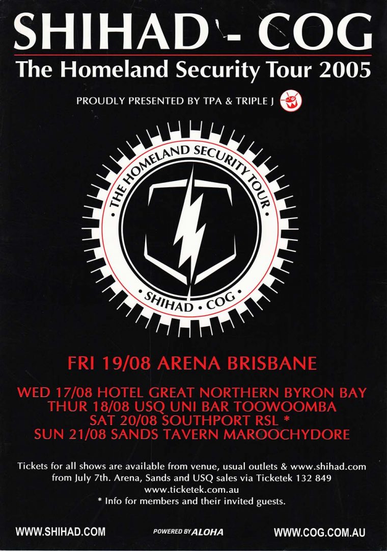 Homeland Security Tour 2005 Queensland Shows Poster
