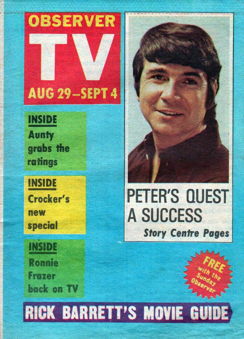 Observer TV - 29th August-4th September 1976 - Peter Regan On Cover