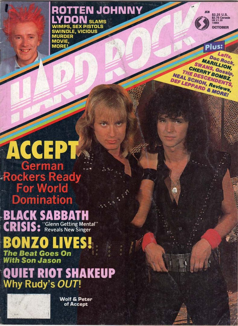 Hard Rock - October 1986 - Accept On Cover