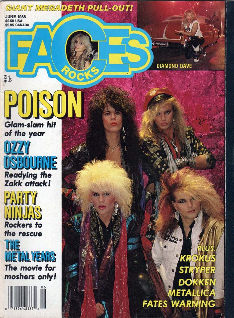 Faces Rock - June 1988 - Poison On Cover