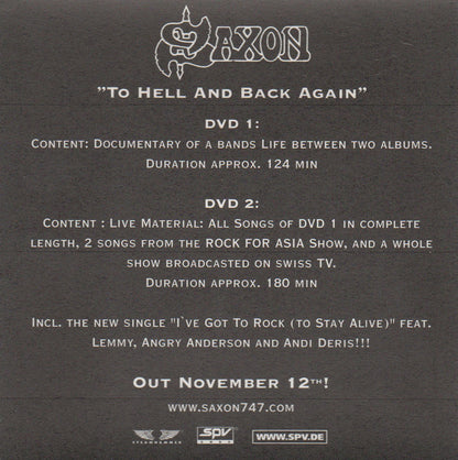 To Hell And Back Again' Promo Sticker