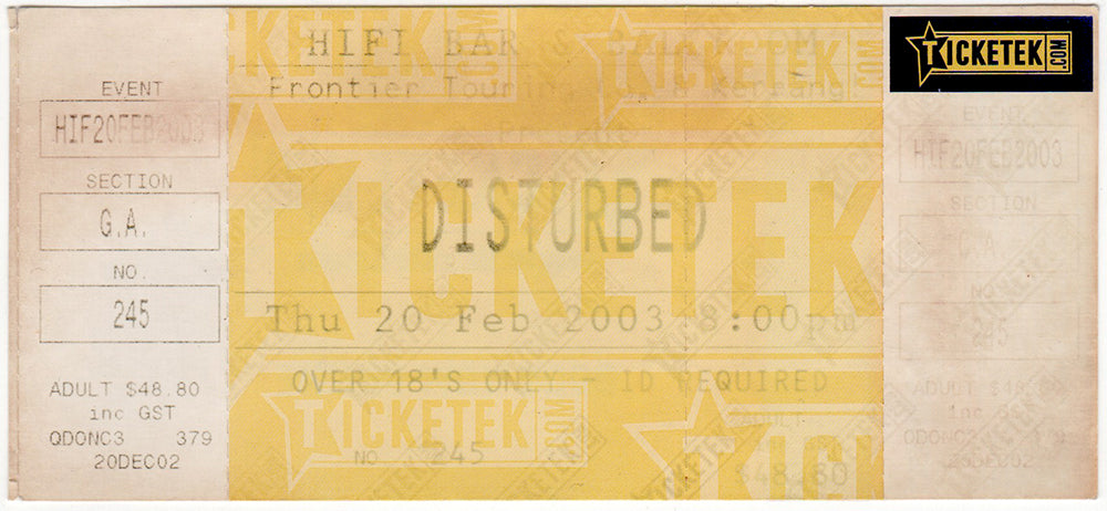 Hifi Bar, Melbourne, 20th February 2003 Show Ticket