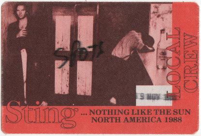 '... Nothing Like The Sun' 1988 North America Tour Local Crew Pass