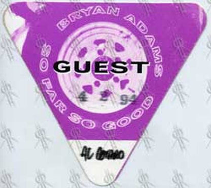 ADAMS-- BRYAN - 'So Far So Good' Guest Pass - 2