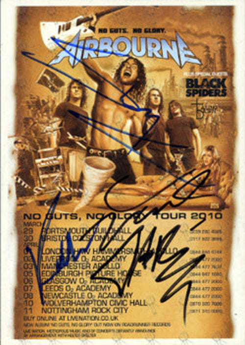 AIRBOURNE - No Guts. No Glory. Signed UK Tour Flyer - 1