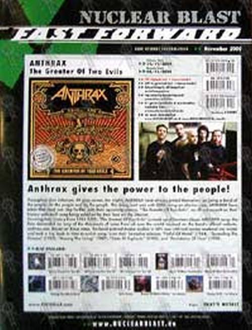 ANTHRAX - Nuclear Blast Catalogue - Anthrax On The Cover - 1