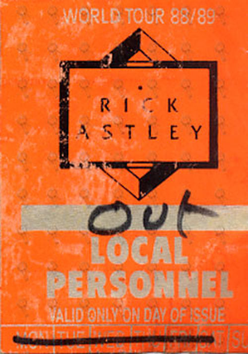 ASTLEY-- RICK - &#39;World Tour 88/89&#39; Local Personnel Cloth Sticker Patch - 1