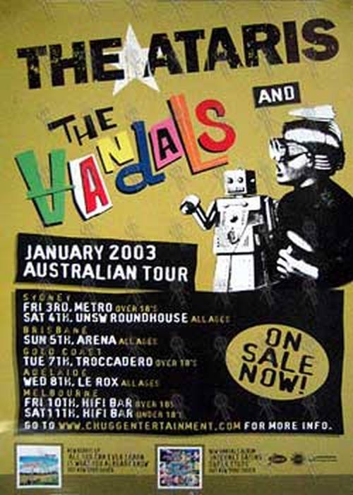 ATARIS &amp; VANDALS - January 2003 Australian Tour Poster - 1
