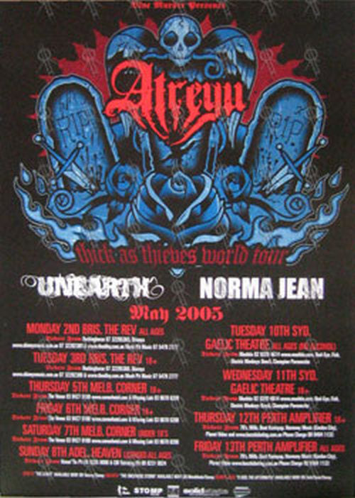 ATREYU - &#39;Thick As Thieves&#39; 2005 Australian Tour Poster - 1