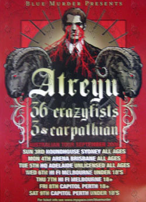 ATREYU|36 CRAZYFISTS|3|CARPATHIAN - Australia 2006 Tour Poster - 1