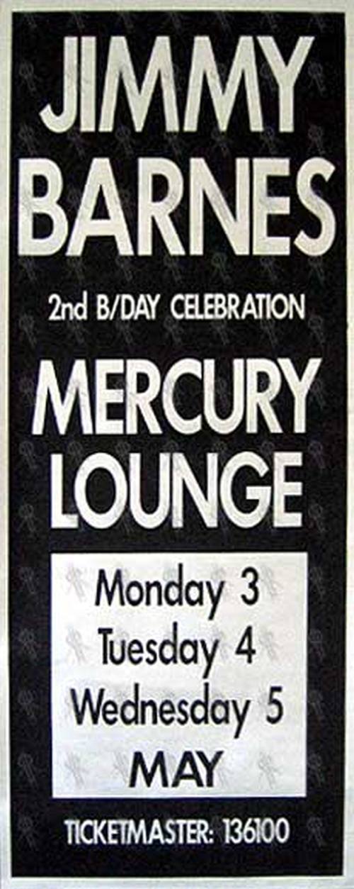 BARNES-- JIMMY - Mercury Lounge Gig Pole Poster - 1