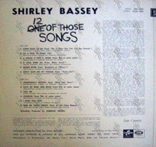 BASSEY-- SHIRLEY - 12 Of Those Songs - 2