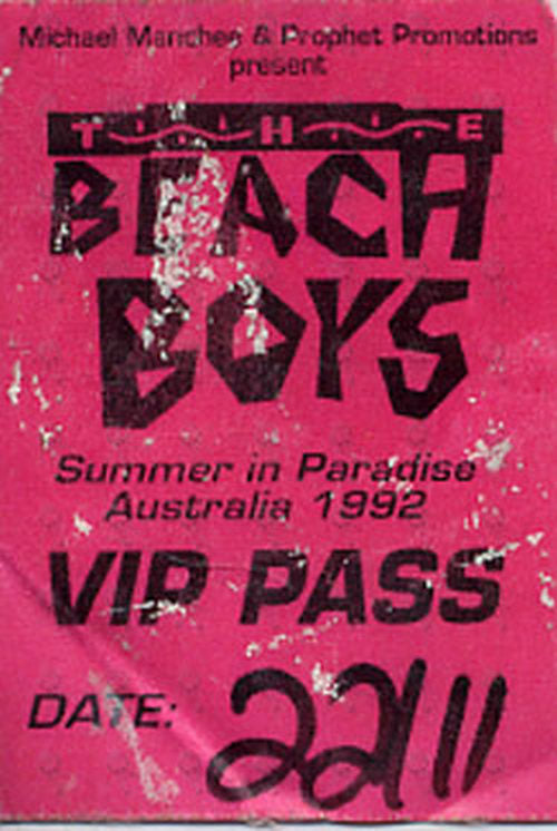 BEACH BOYS-- THE - &#39;Summer In Paradise&#39; 1992 Australian Tour VIP Pass - 1