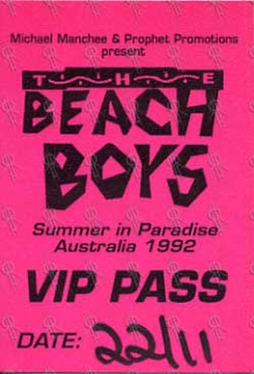 BEACH BOYS-- THE - Summer In Paradise Australian Tour Melbourne 22nd November 1992 V.I.P. Pass - 1