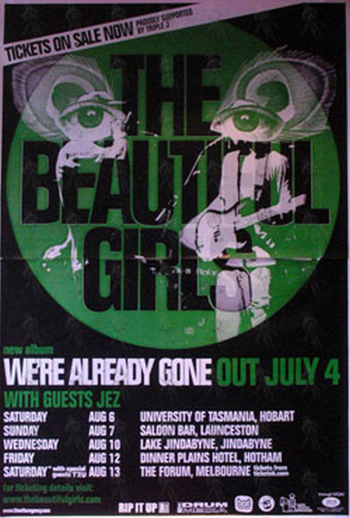 BEAUTIFUL GIRLS-- THE - &#39;We&#39;re Already Gone&#39; Australian Tour Poster - 1