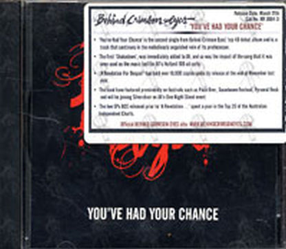 BEHIND CRIMSON EYES - You've Had Your Chance - 1